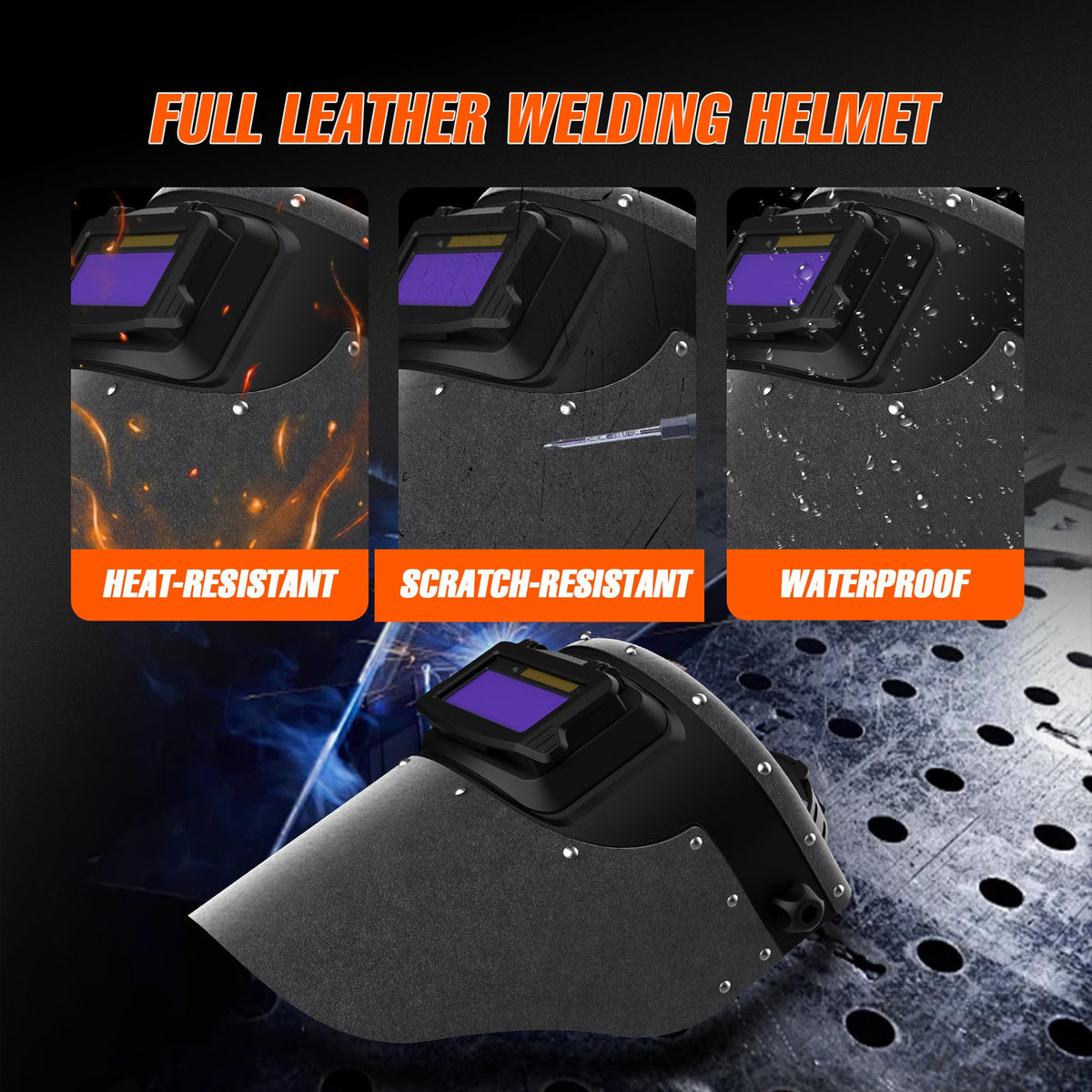 Leather Auto Darkening Welding Helmet Z258