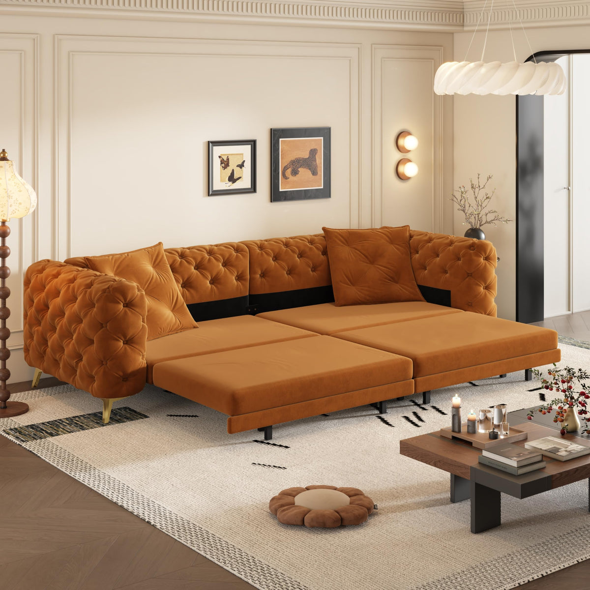 Convertible Sleeper Sofa with Ottoman B662