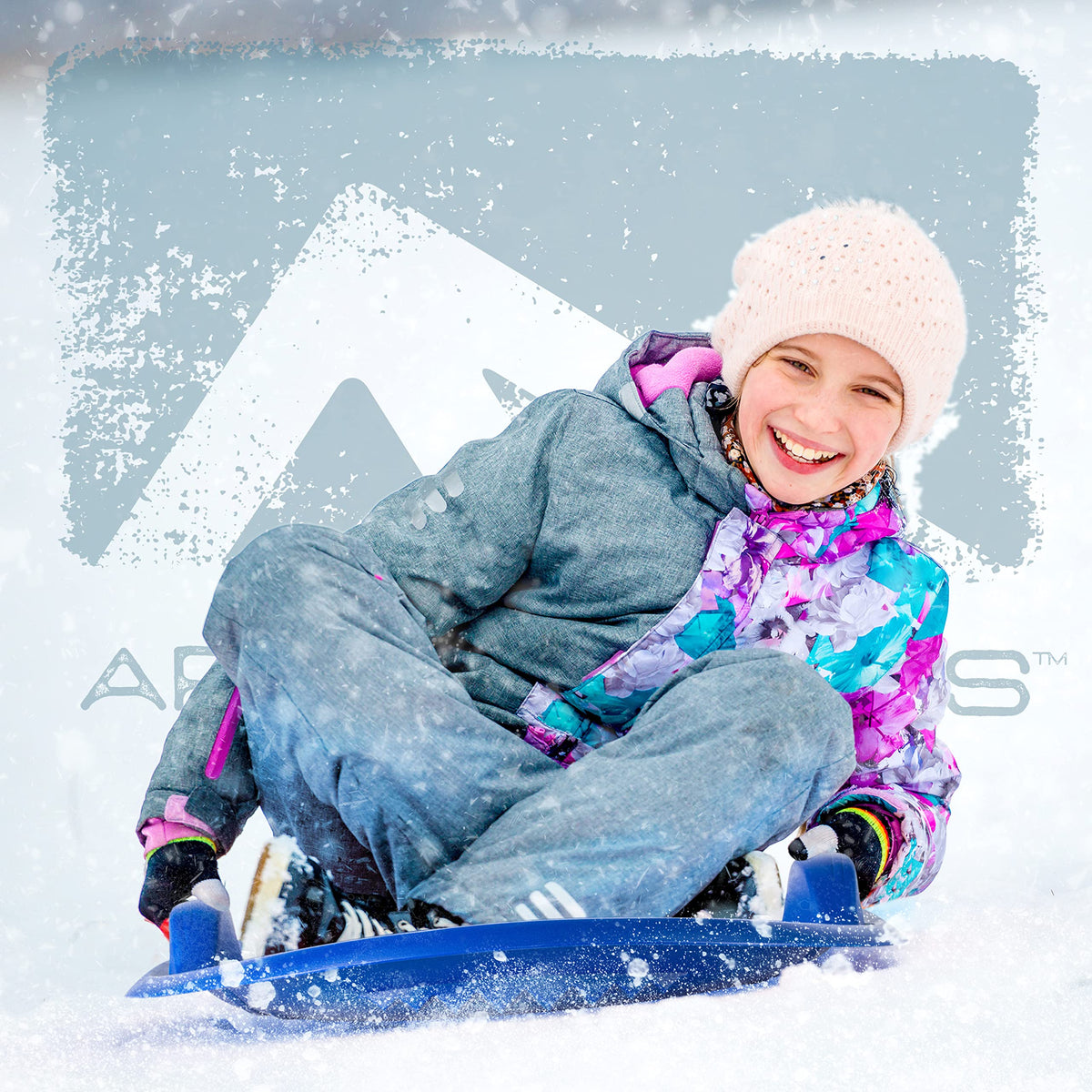 Kids Plastic Snow Sled with Handles F339611