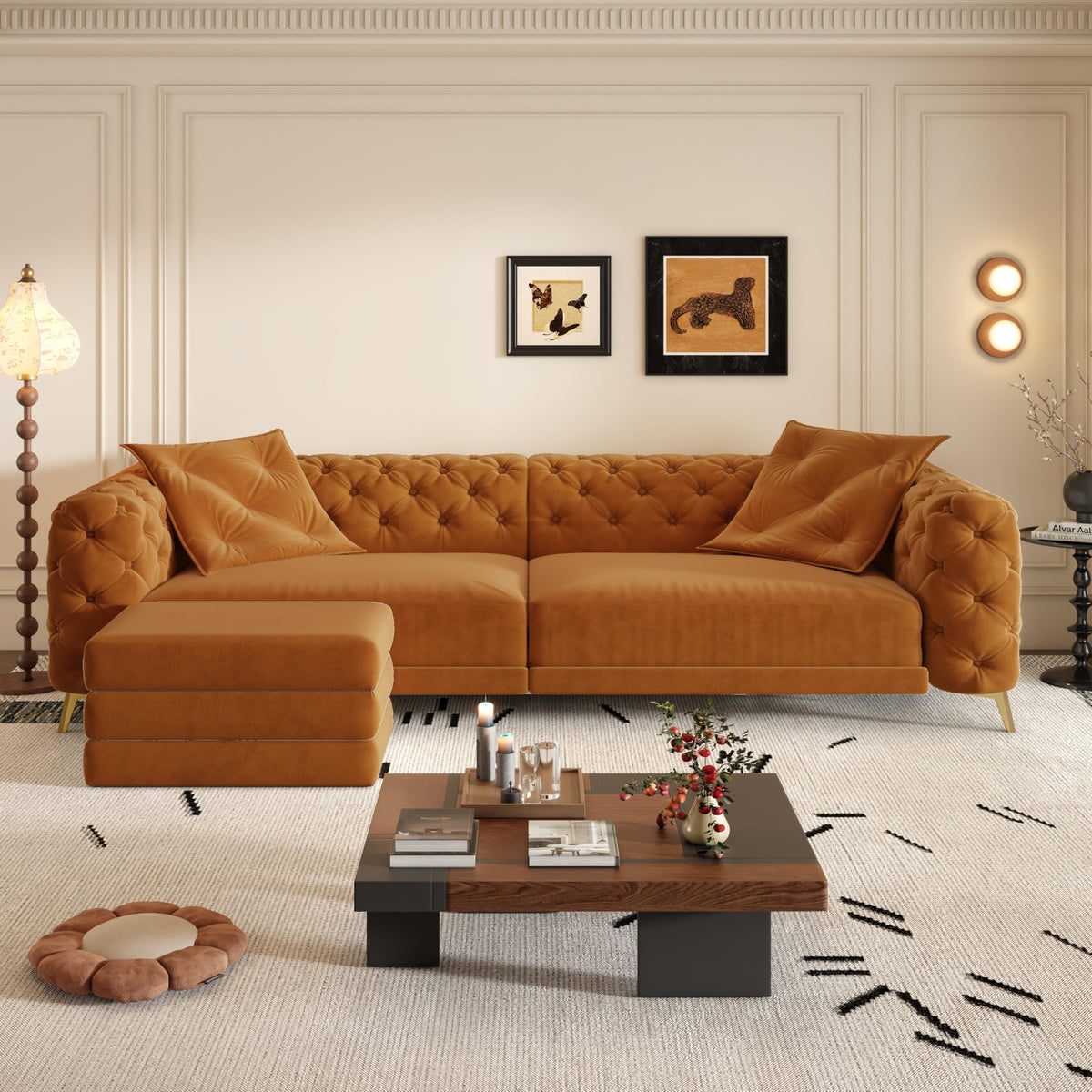 Convertible Sleeper Sofa with Ottoman B662