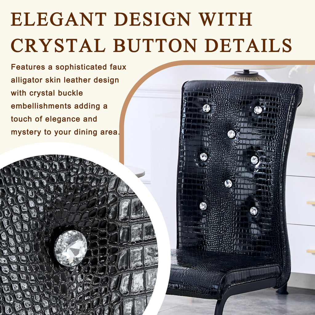 PU Leather Dining Chairs Set of 2 Upholstered High Back J67553